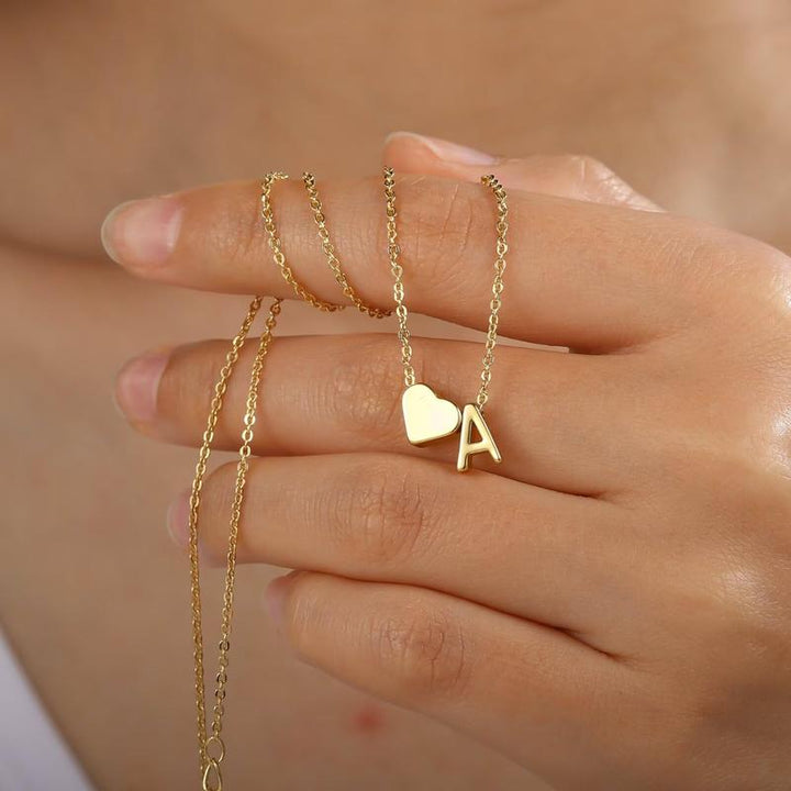 Dainty Heart Initial Necklace