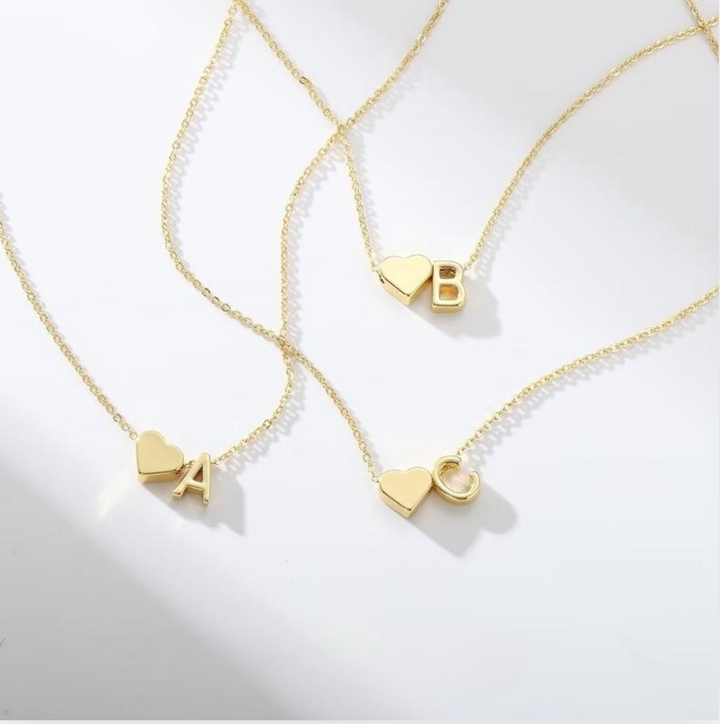 Dainty Heart Initial Necklace