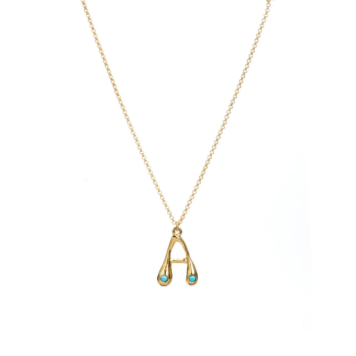Turquoise Bubble Initial Necklace