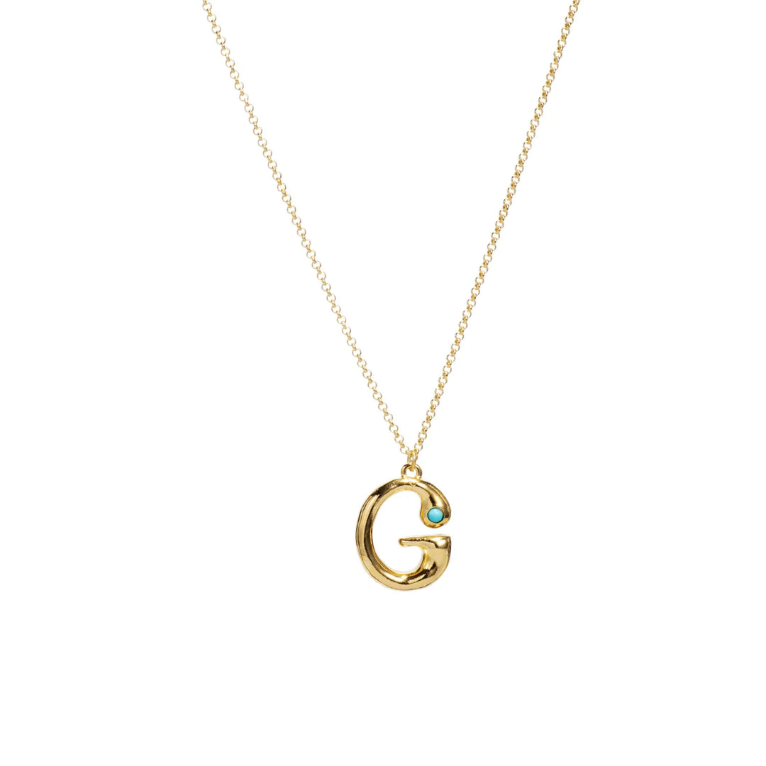 Turquoise Bubble Initial Necklace