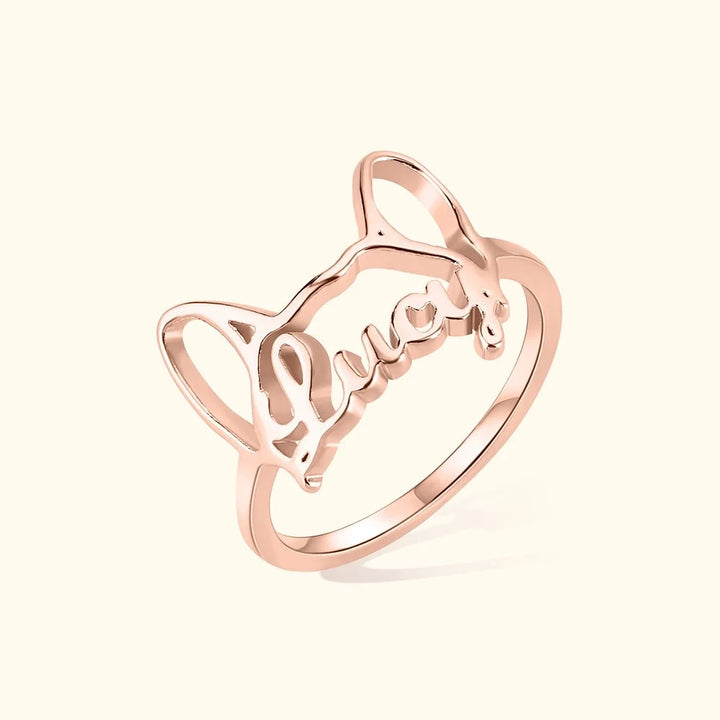 Personalized Dog Ears Ring with Engraved Name